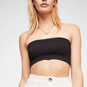 Free People Intimately Seamless Not So Basic Ribbed Bandeau Bralette - Black